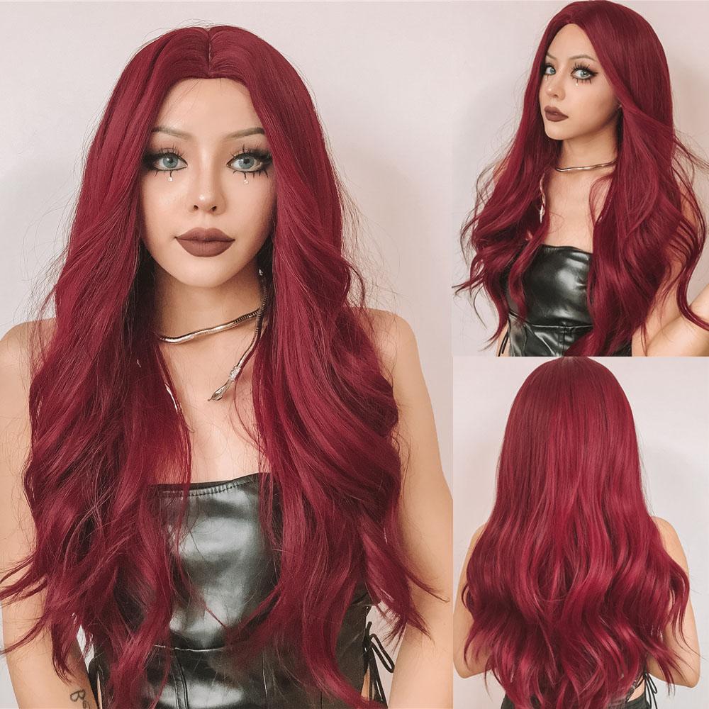 HENRY MARGU Long Wavy White Blonde Platinum Ombre Synthetic Wigs Natural Cosplay Wigs for Women Middle Part Wig Heat Resistant