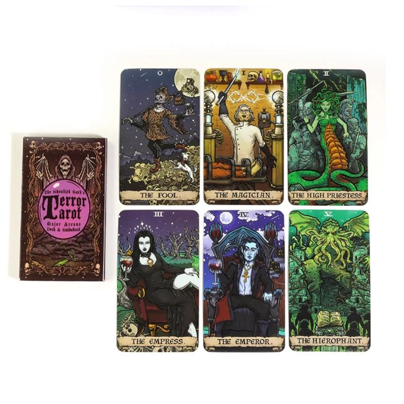 Newest 22pcs CardsThe Ghoulish Garb Terror Tarot Major Arcana Tarot Card Deck Gothic Halloween Tarot