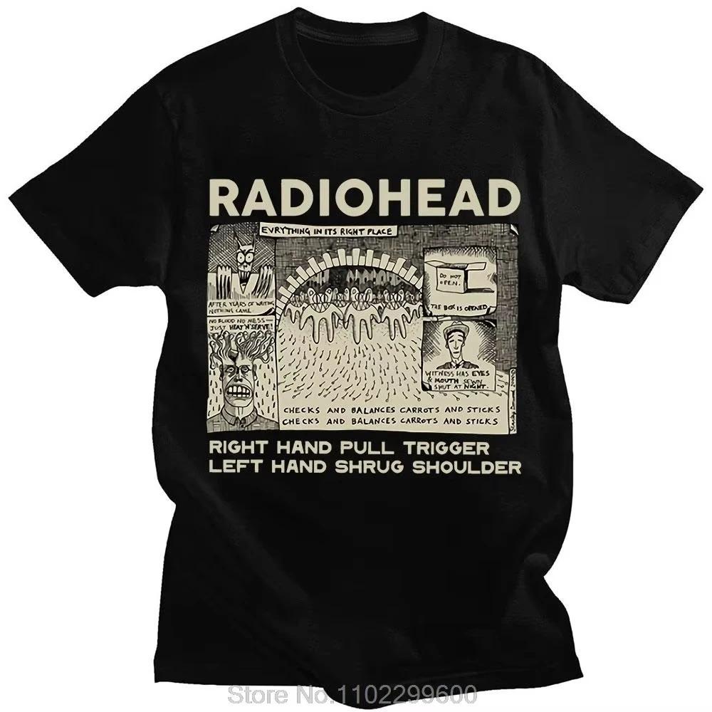 

Radiohead Everything In Its Right Place Vintage Art T-Shirt Alternative Rock Band Black Unisex Oversized Casual T-shirt 4XL
