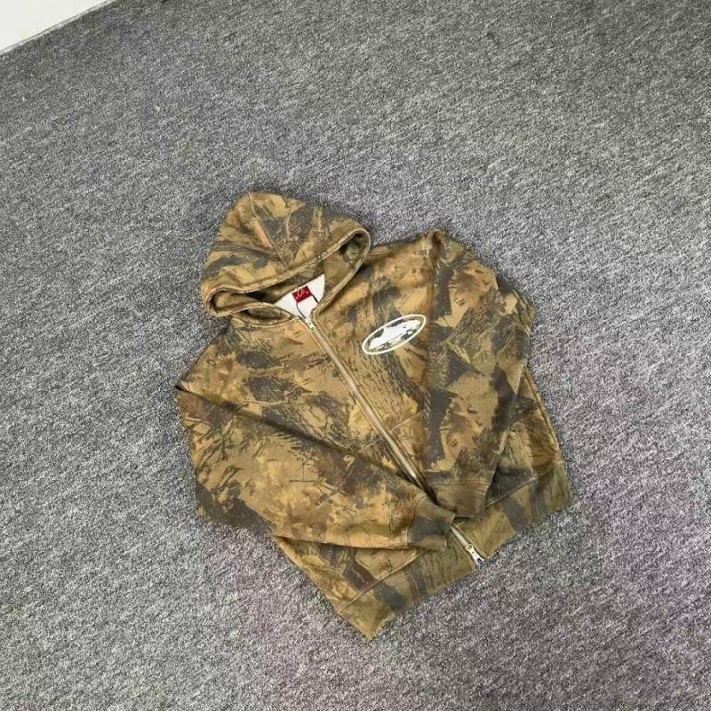Mens Oversized Hooded Camo Print Sweatshirt Winter Loose Fit Streetwear Open Front Cardigan
