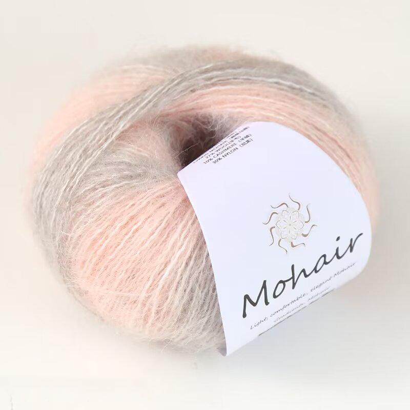 Filato di lana mohair tinto in capo, filato di mohair colorato sfumato da 25 g, fatto a mano, fai da te, pronto da indossare, sciarpa, cappello