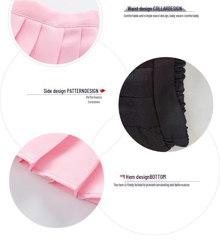 Flickors sommarplisserade kortkjol i collegestil