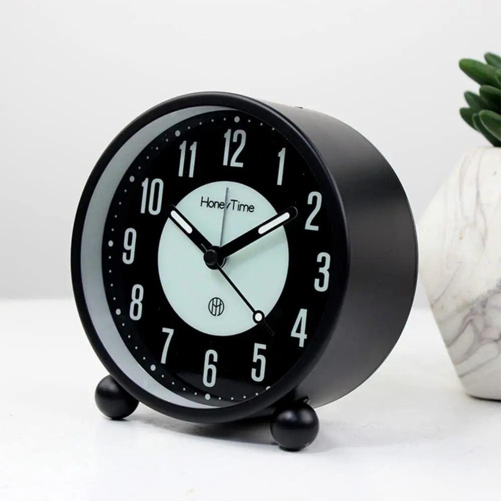 

Круглые часы-ночники, устойчивые к падениям, настольные часы, простые металлические светящиеся часы-будильник для спальни