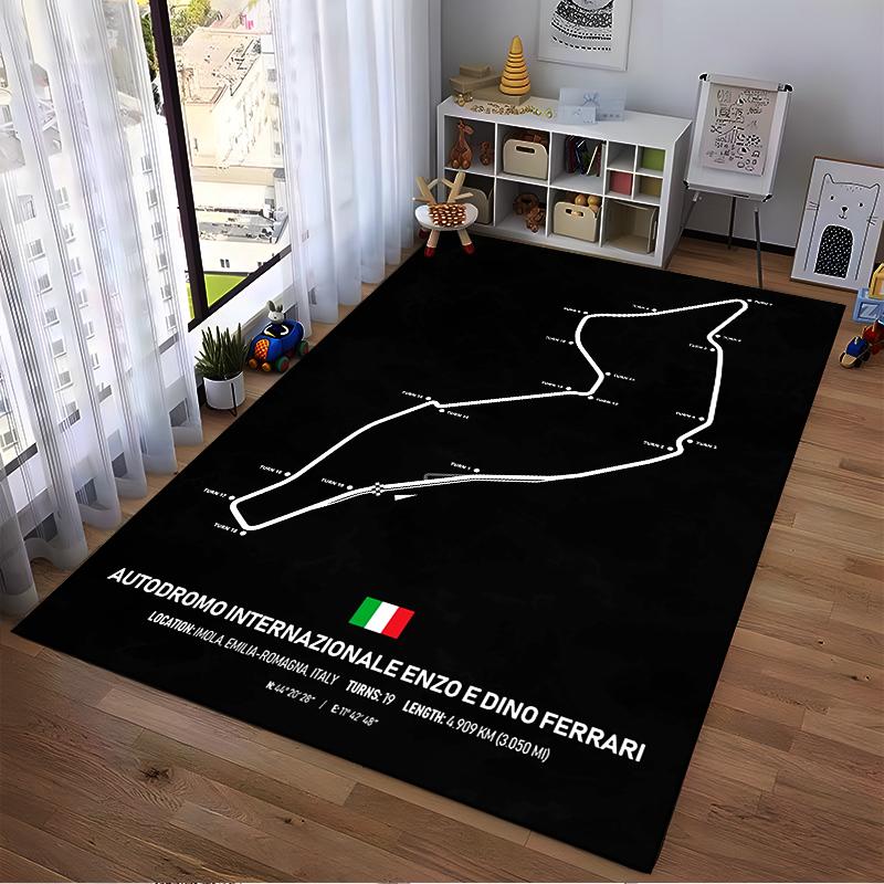Imola Circuit Map Rug Design Non-slip rug suitable for living room and bedroom sofas.