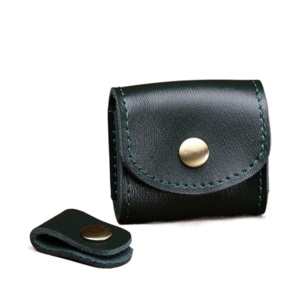 Waterproof Leather Data Cable Storage Box Solid Color Mini Coin Purse Headphone Bag  Male