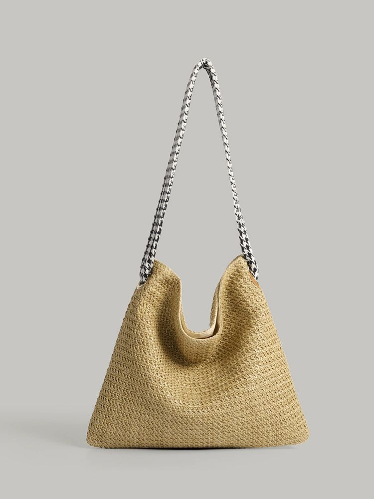 

Большая вместительная соломенная сумка в стиле морского отпуска, универсальная сумка через плечо для бега на работу и обратно