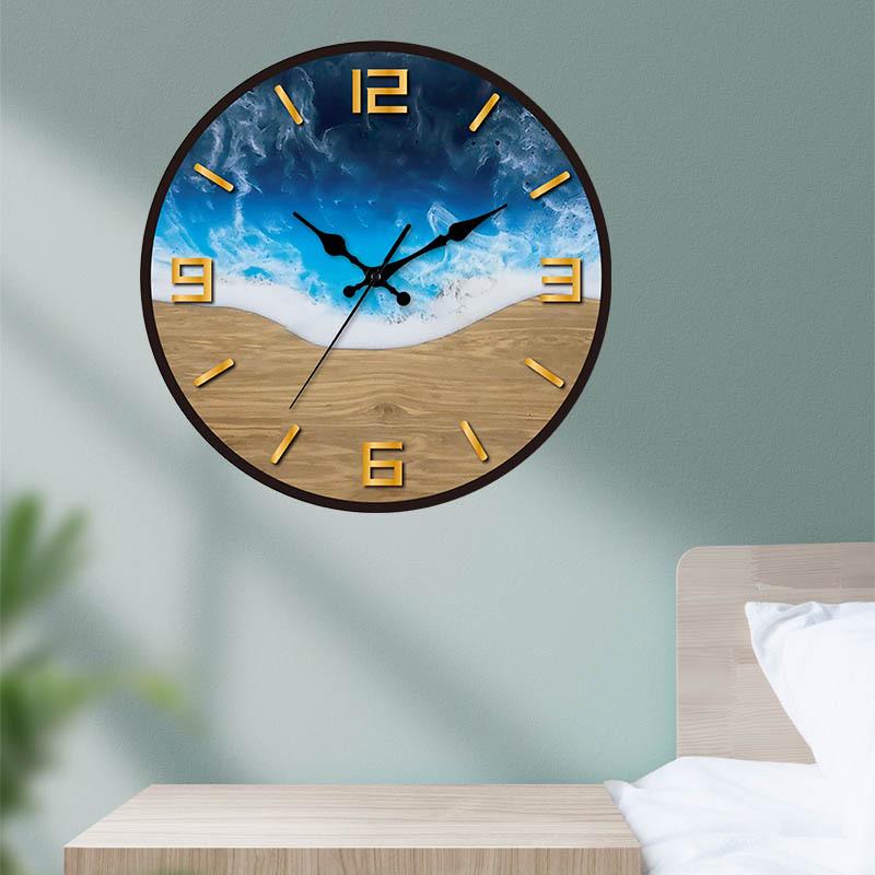 Nordic Minimalist Wood Grain Acrylic Silent Wall Clock for Living Room Decor