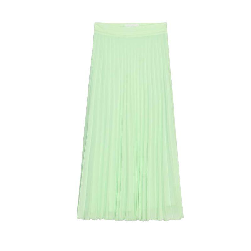 

Summer New Product Women s Clothes Seaside Vacation Style Elegant Pleated Decorative Pleated High Waist Midi Dress 3666088 Tender green L