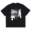 Men Tshirt Short Sleeve Shadow Print Y2k Top Tees Harajuku Streetwear Vintage Graphic Korean Aesthetic Clothing Oversize Tee