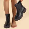 Fashion New Black Versatile Womens Boots with Mid Heel Short Tube Sleeve Waterproof and Non Slip 2024 Winter Outdoor PU Fashion Boots