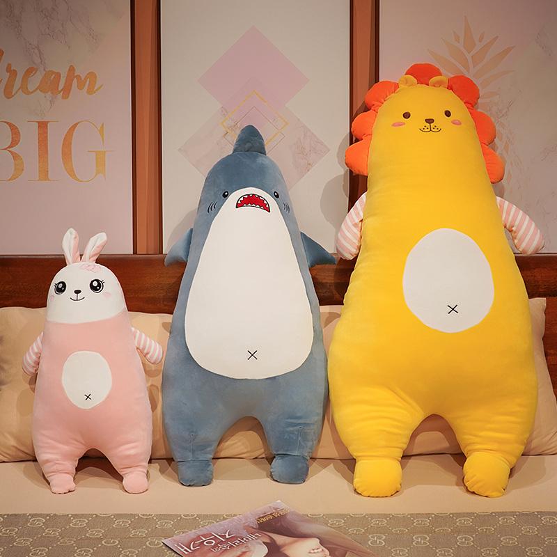 Kawaii Animals Plush Pillow Cuddly Squishy Lion Deer Shark Rabbit Animal Soft Plushie Gift