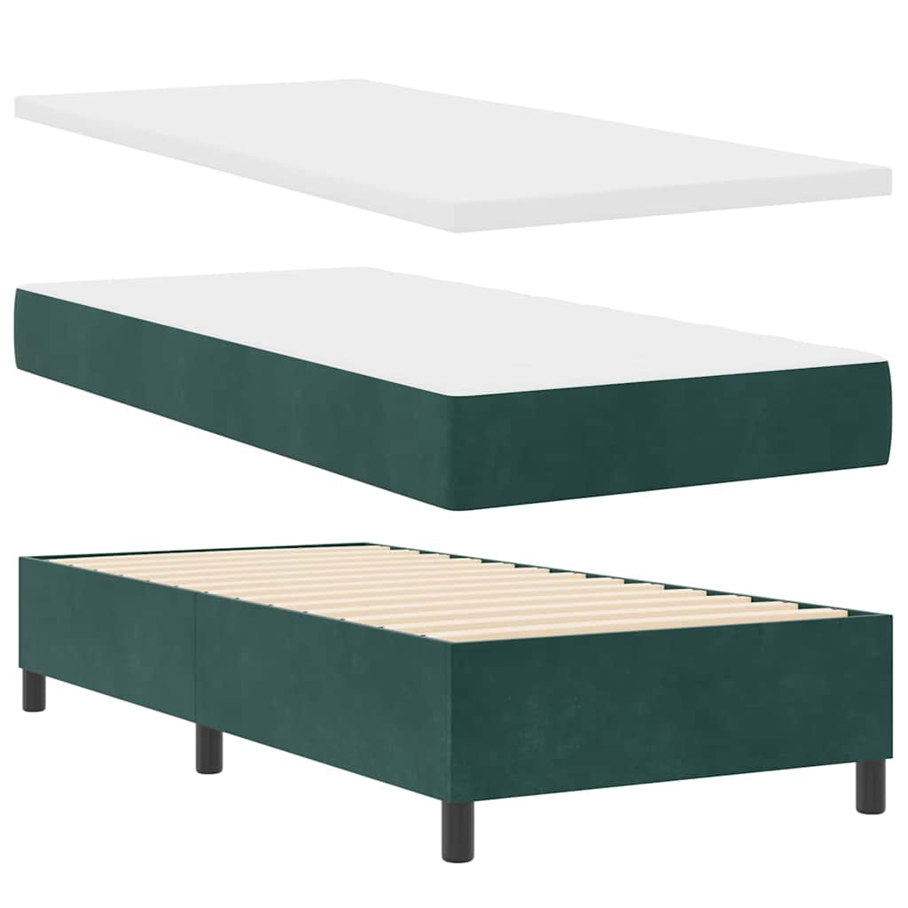 Box Spring Bed with Pillow Dark Green 200 x 80 cm Velvet