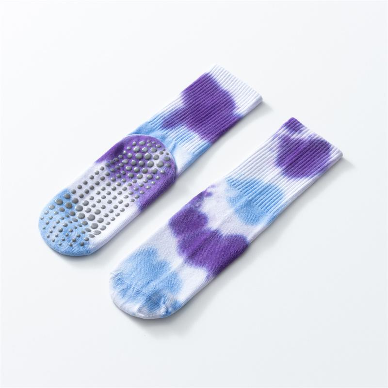 New Printed and Dyed Yoga Calf Socks Cotton Anti Slip and Contrasting Color Floor Socks