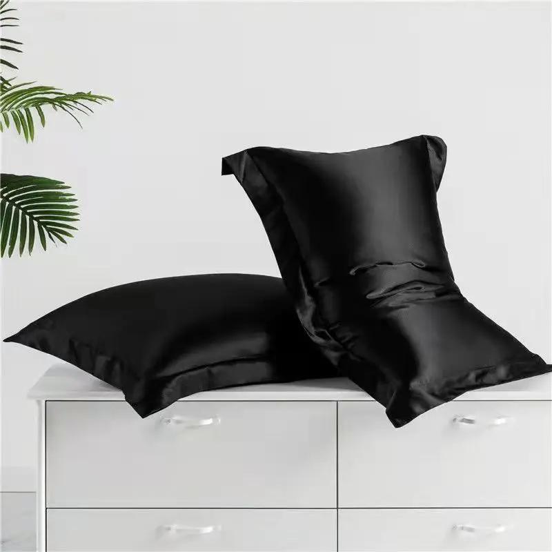 Pillowcase Silk Pillow Covers Silky Satin Hair Beauty Pillow case Comfortable Pillow Household Decoration wholeStandard/Queen 2PC