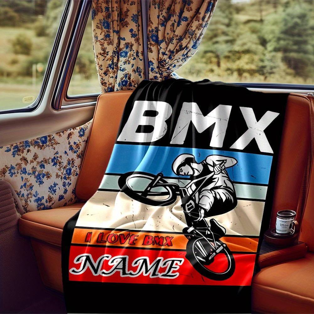 Bmx Rider Graphic Blanketcustomize Your Name Lightweight Comfortable And Stylish Blanket For Travel Bed Home Chair Office Sofa And Camping All Season