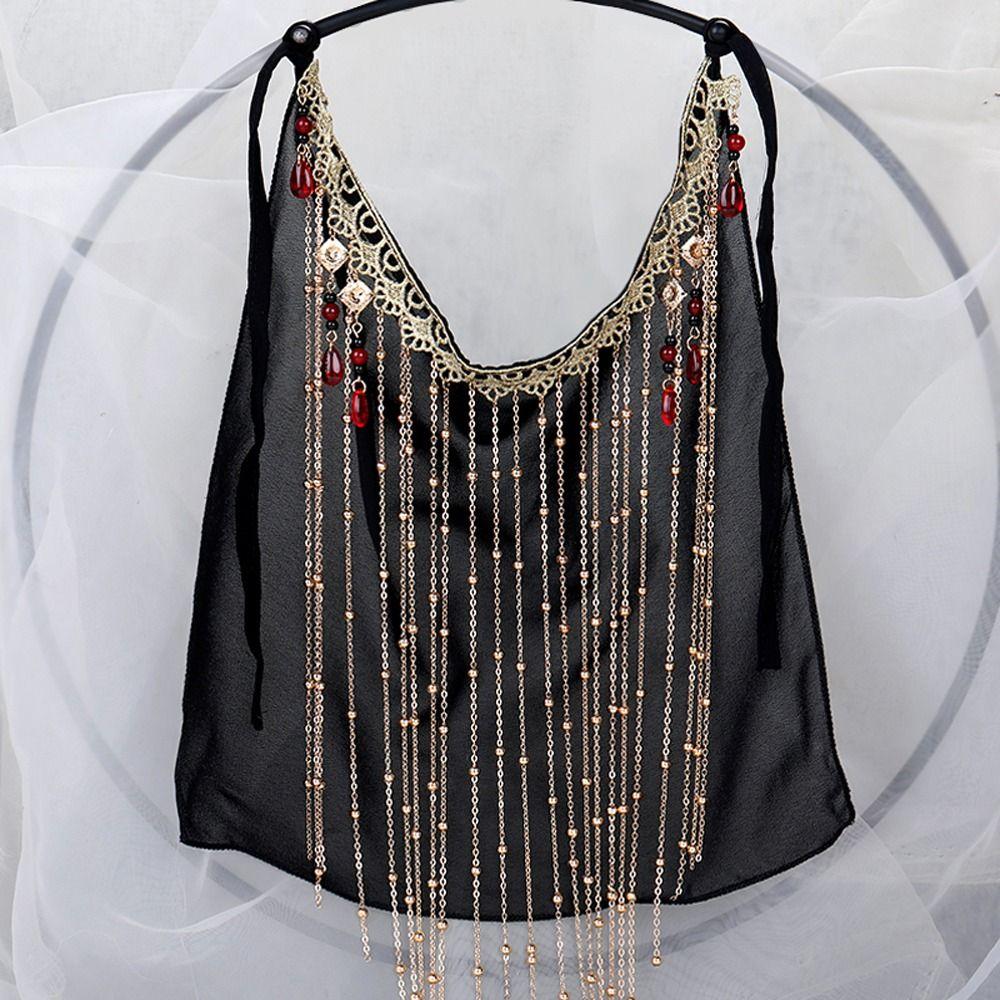 Photos Crystal Ancient Headwear Chinese Hanfu Accessories Hanfu Face Veil Face Covering Gauze