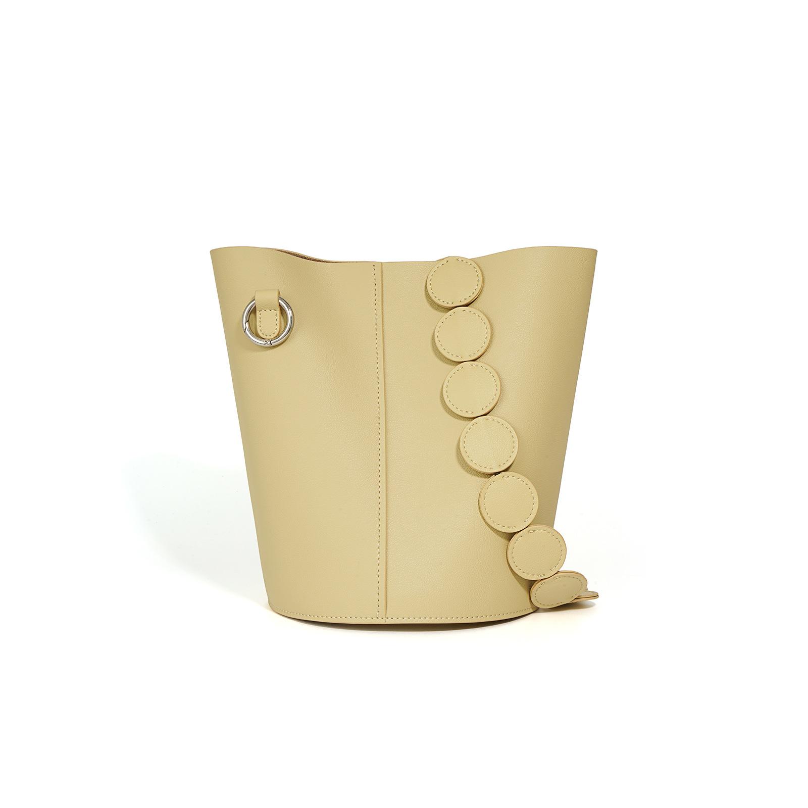 

Женская сумка 2025 новая сумка мессенджер для поездок на работу нишевый дизайн ощущение высокого класса портативная на плечо из коровьей кожи модная сумка-ведро жёлтый