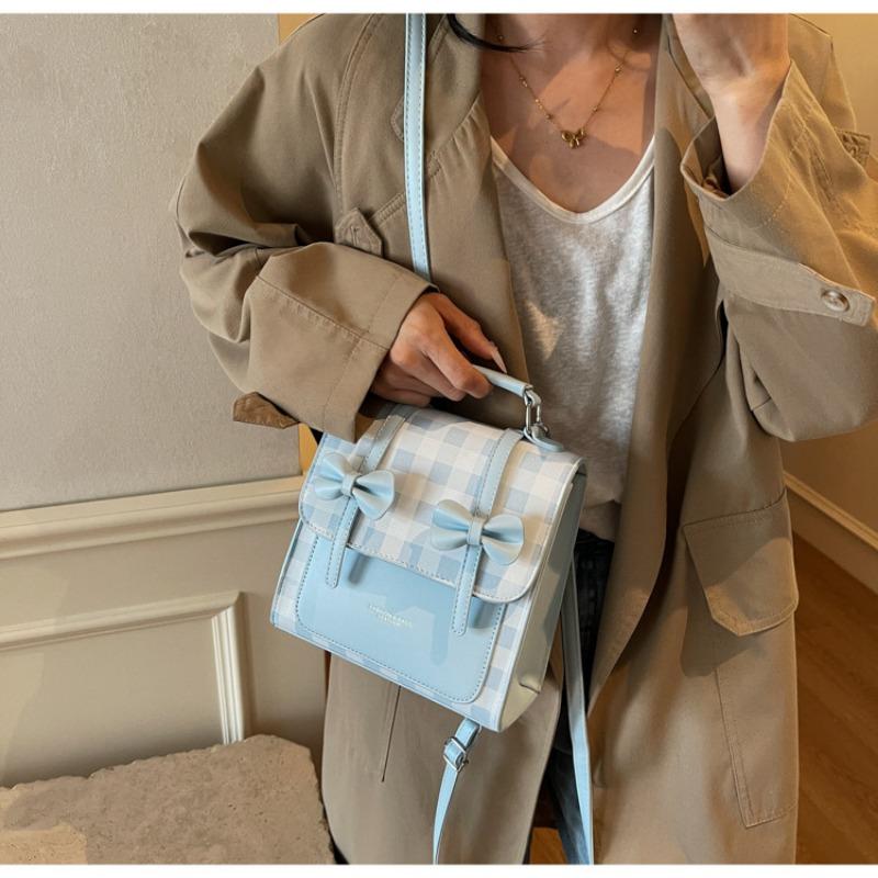 Solid Color College Style Commuter Backpack Women's New Trend Bow Portable Shoulder Messenger Bag