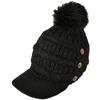 Autumn Winter Women Button Plush Thickened Warm Duck Tongue Big Wool Ball Knitted Wool Hat