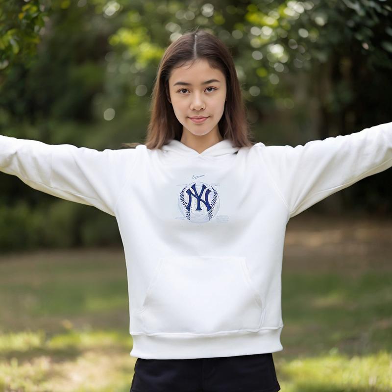 Nike Simple Hooded Comfortable Long Sleeve Sweatshirt Kids tops White 3Z3B3SBGA-NYY
