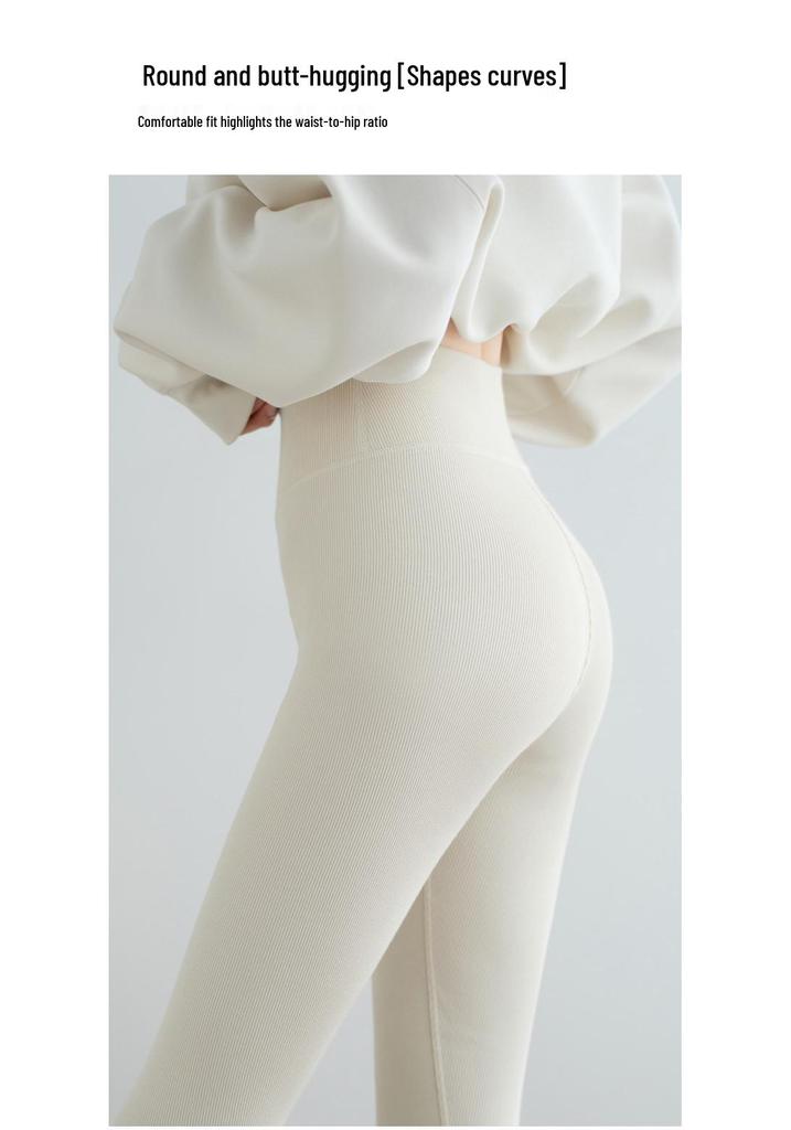 Women's High-Waist Wool Leggings: Warm, Seamless, Thickened, Plus Velvet, Slimming Cotton Pants for Autumn and Winter.