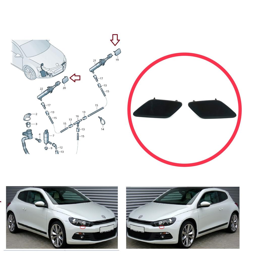 Jeu de couvercles de lave-phares ESP1017, 1K8807937 1K8807938, pour VW Scirocco 2015 – 2017