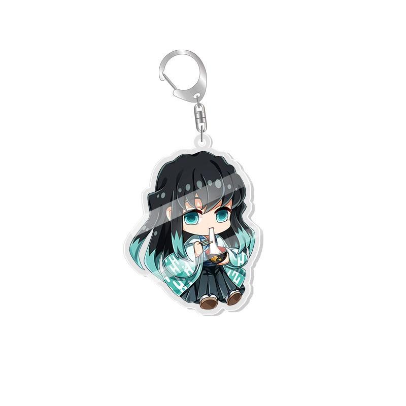 Pingente Chaveiro Anime Demon Slayer Kimetsu No Yaiba Kamado Tanjirou Dupla Face HD Pingente de Bolsa Presente Para Fãs Adereços de Cosplay Presente de Joalheria