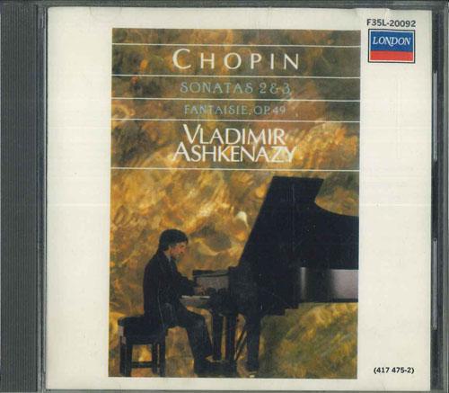 

CD VLADIMIR ASHKENAZY Chopin Piano Sonata No. 2 No. 3 F35L20092 LONDON 1987 Japan Classical Used