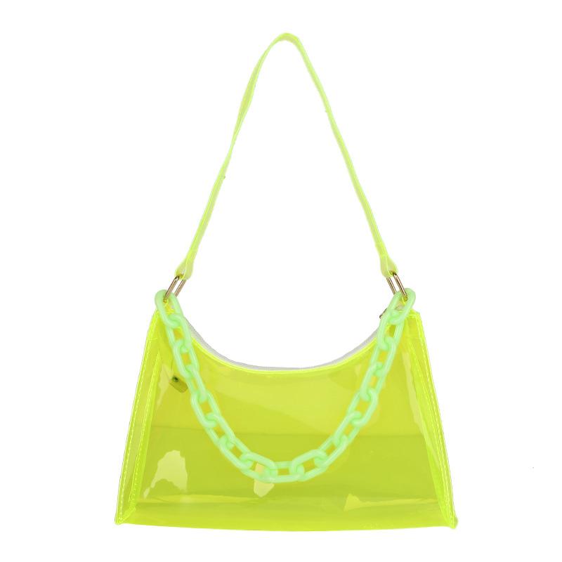 Летняя новая мода свежая желейная сумка однотонная прозрачная женская — фото 11