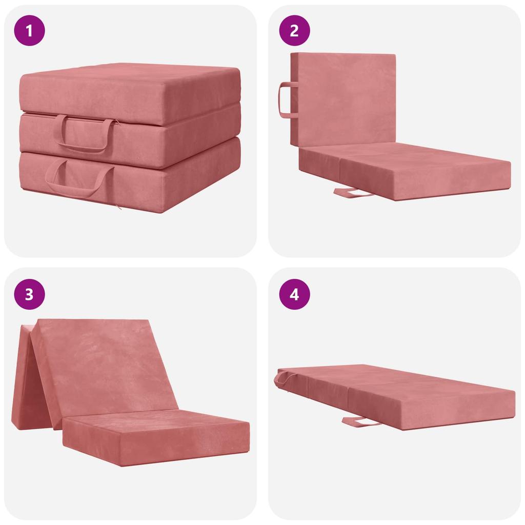 Folding Sofa Bed 75 x 67 x 45 cm Pink