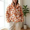 2026 Fleece Floral Kapuzenloses Sweatshirt Damen Dick Warm Langarm Lässig Streetwear Oberteil