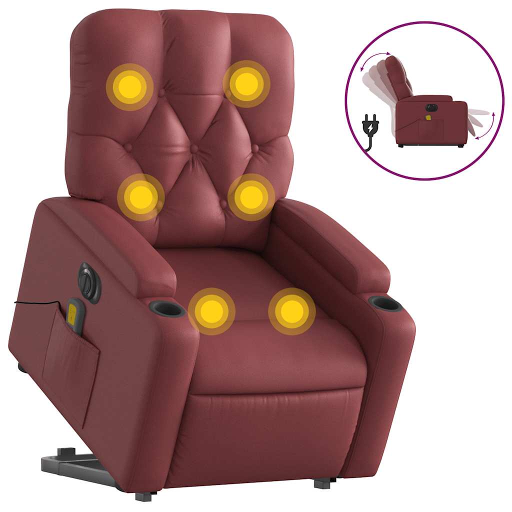 Vidaxl Reclining and Tilting Armchair with Massage, Electric, Burgundy
