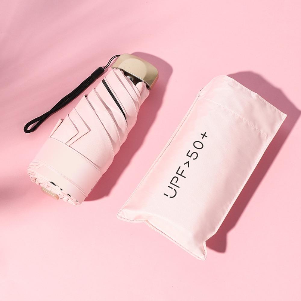 Mini Flat Five Fold Six Bone Umbrella Anti-UV Folding Sun Umbrella  Outdoors