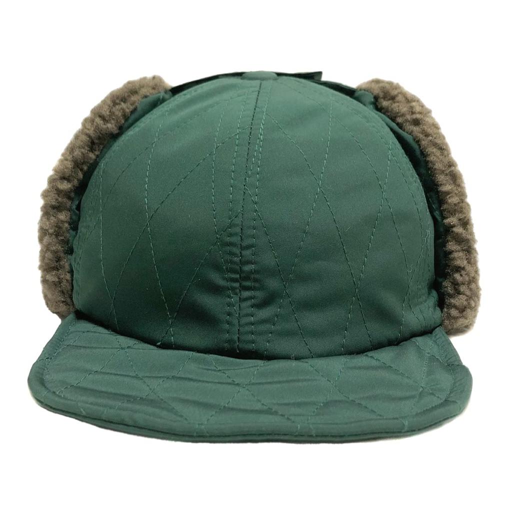 Basic Enchi Quilted Short Flap Cap with Umpire Antibacterial and One Size Fits Dark Green Ears, Cap, Deodorizing, All,