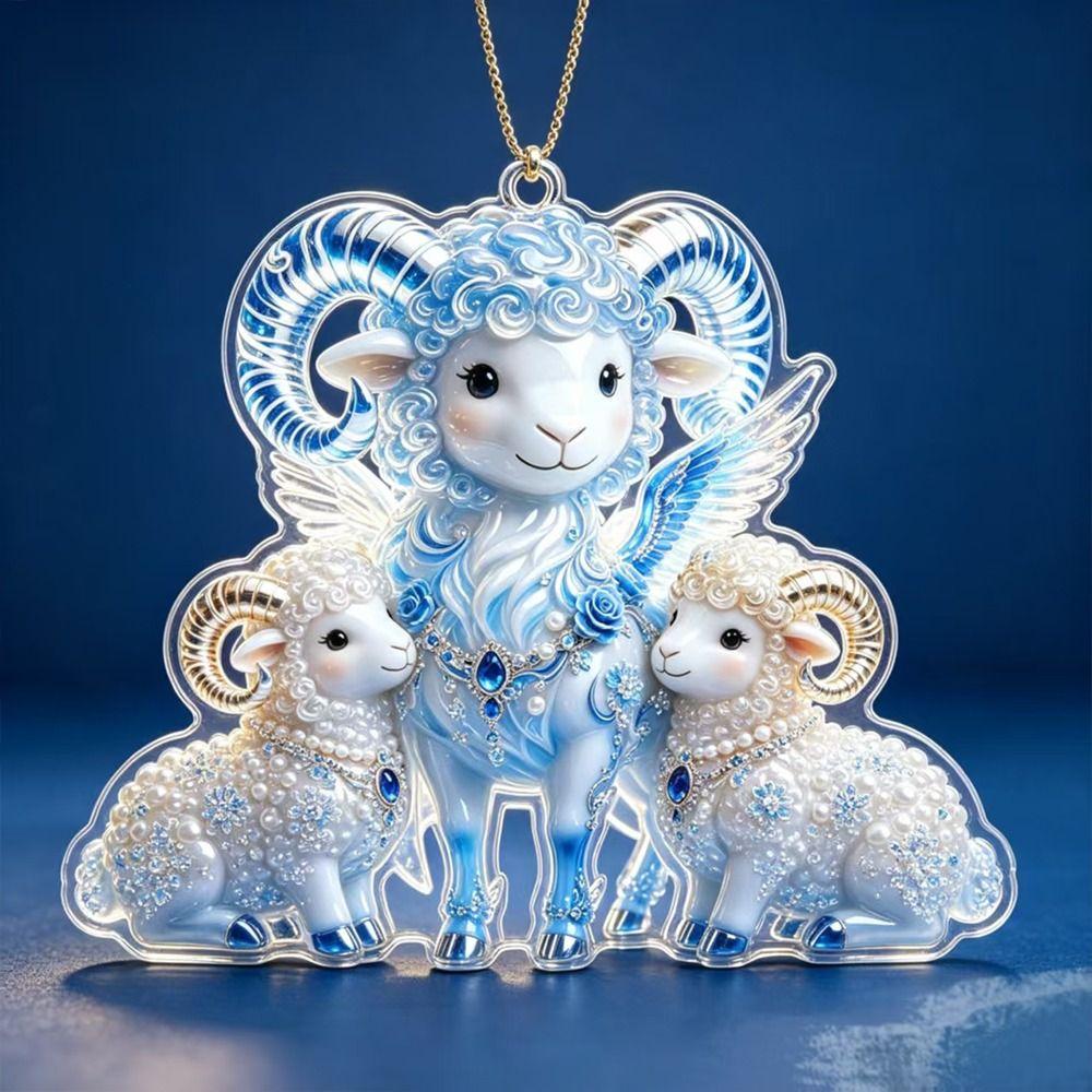 Acrylic Goat Hanging Ornament Set 2D Flat Christmas Tree Ornament Zodiac Goat Souvenir  Bag Charms