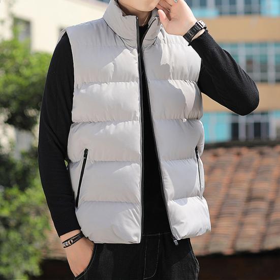 Men Waistcoat Stand Collar Sleeveless Slim Fit Vest Coat