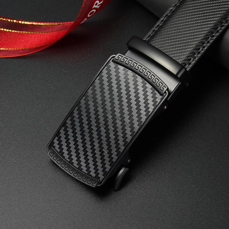 New Men's Belt Automatic Buckle Genuine Leather Cowhide Small Mat Belt Business Versatile Casual Young and Middle Aged Trouser Belt Men