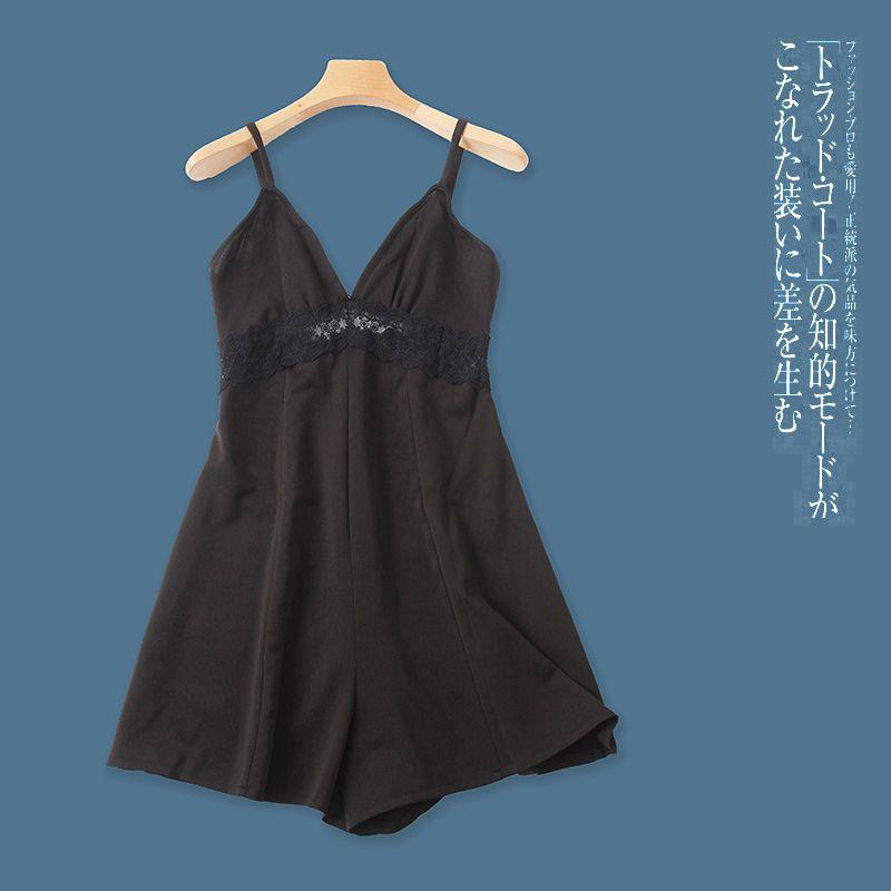 

Летний новый поступление регулируемый комбинезон с кружевной строчкой Black B- 4-3-4 S