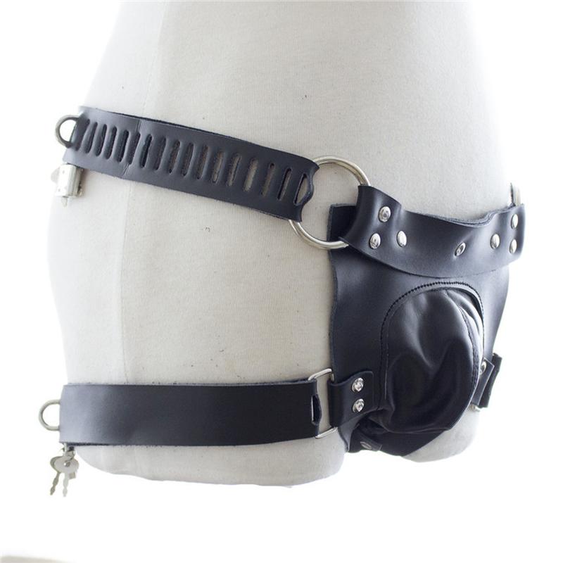 BDSM Bondage Sexy Costume Sex Toys Slave Training Leather Sub Lock Underwear Chastity Pants