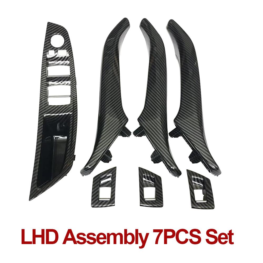 LHD RHD Carbon Fiber Interior Door Pull Handle 7PCS Set For BMW 5 Series F10 F11 F18 520i 523i 525i 528i 535i