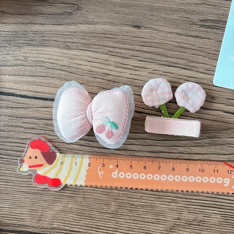 4pcs/set Pink Hairpins Sweet Fabric Bow Children's Hair Clips Hairgrips Girls Bangs Side BB Clip Kids Headwear Hair Accessories