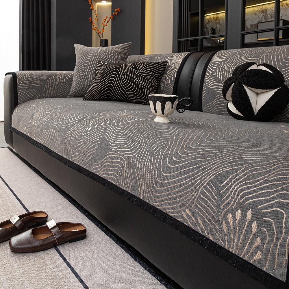 French Chenille Retro Sofa Cushion Simple High-End Light Luxury New Non-Slip Straight Row Sofa Cover Backrest Towel Cover Towel