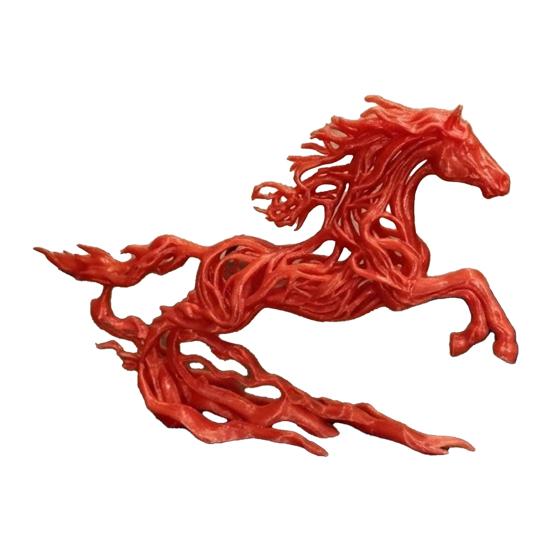 

3D-надрукована фігурка коня, що стоїть, порожня скульптура коня, настільний декор, кінські знаки зодіаку для дому, столу, полиці S червоний