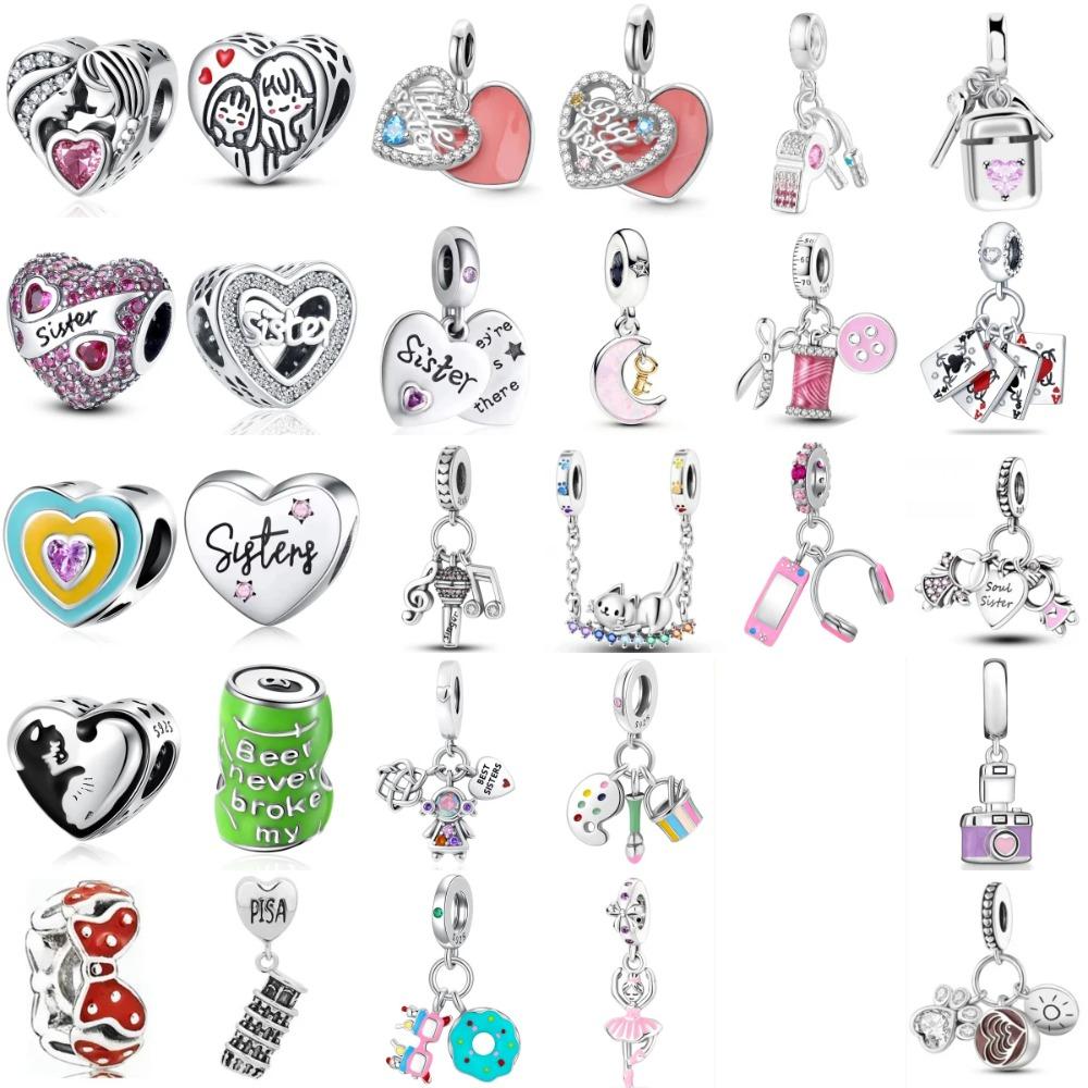 925 Silver Trinkets Charms Beads Best Friend Gift for Women Fit Original Bracelet Camera Headphones Playing Cards