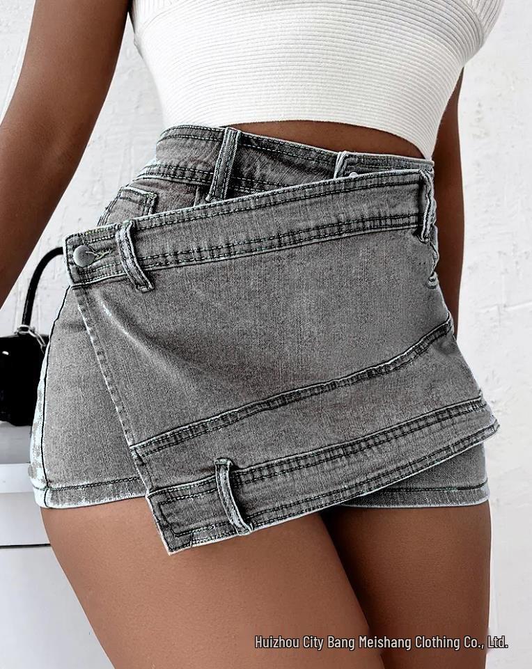 Plus Size Women s A-line High-Waisted Denim Skirt Shorts XL