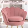 Velvet Upholstered Armchair Bedroom Armchair with Shell-Shaped Backrest and Gold Legs 76x67x74 Cm Pink