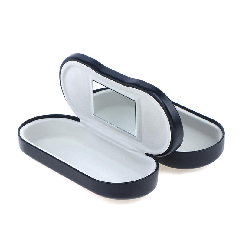 Double Interlayer Metal Eyewear Case Leather Frame Glasses Case Storage Double Layer Mirror Box