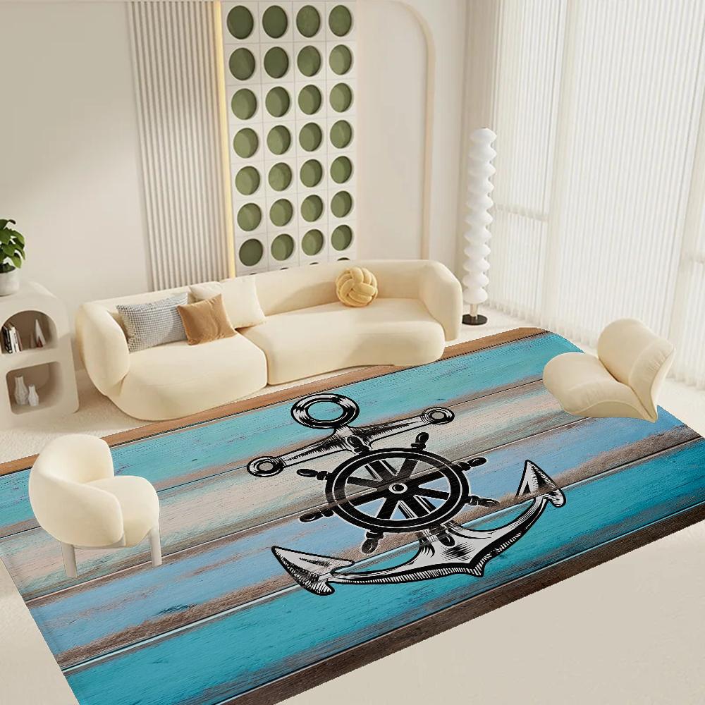 Alfombrilla de suelo con ancla náutica estilo INS suave para suelo de dormitorio casa lavadero alfombrilla antideslizante alfombras para zona de cabecera