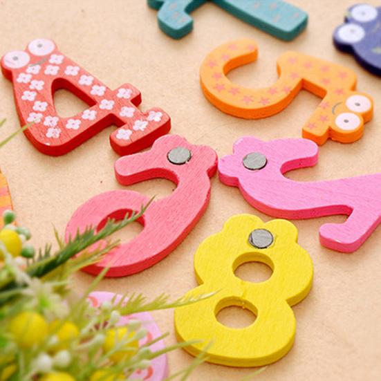 10Pcs Cute Wooden Fridge Magnet Number 0-9 Kids Colorful Educational Toy Set
