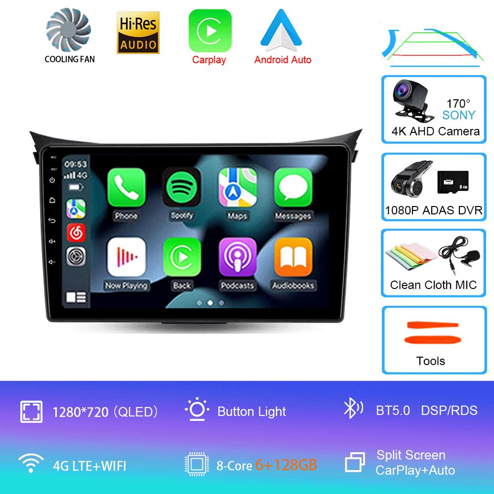 Car Radio Android 14 Multimedia Player for Hyundai I30 Elantra 2012 2013 2014 2015 2016 Carplay Auto GPS Navigation Stereo